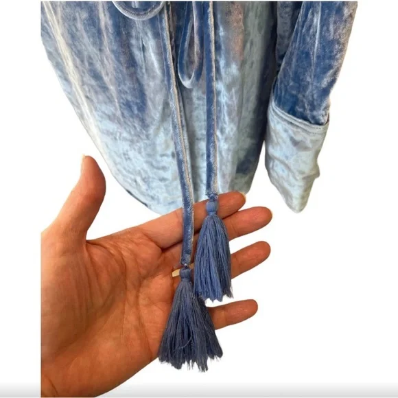 Free People Viola sky blue crushed velvet romper - Picture 11 of 16